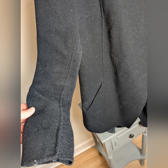 $450 Mackage Women's black Gray Wool Trench Coat With Knit Collar Trim Size S - Picture 3 of 16